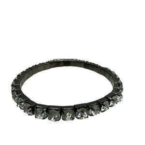 Stretch Rhinestone Costume Jewelry Bracelet Vintage White Goth Statement